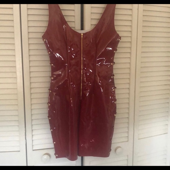 Oh Polly | Dresses | Oh Polly Red Vinyl Dress | Poshmark